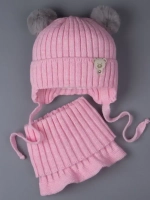Шапка для девочки зимняя вязаная и снуд