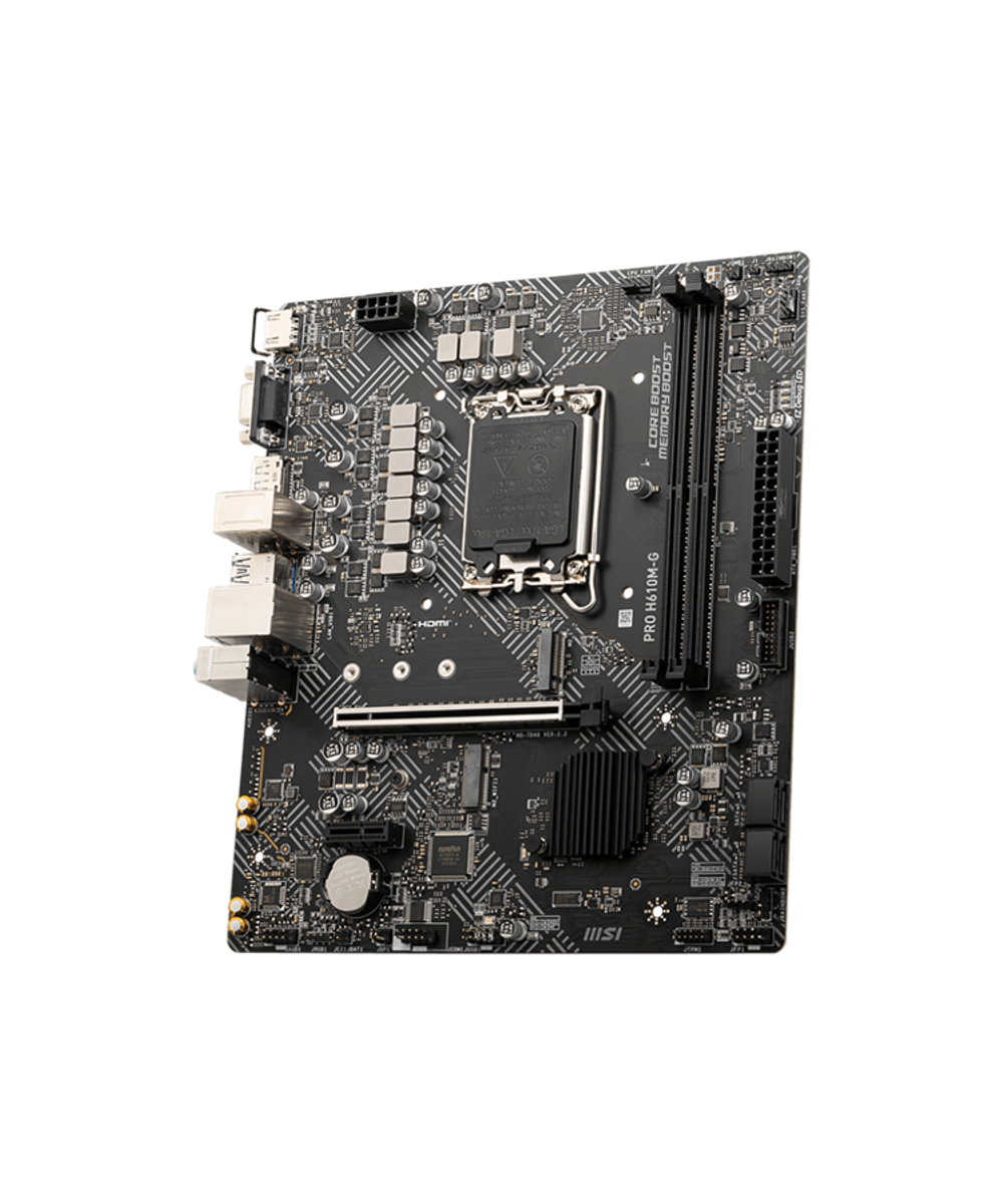 Материнская плата MSI PRO H610M-G DDR5 s1700,2DDR5,1PCI-Ex16,1PCI-Ex1,2M.2(KEY M+KEY E),4SATA, mATX, RTL