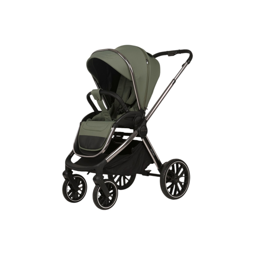 Детская универсальная коляска Adamex Spark SE 2в1 - Salvia Onyx (Зеленая ткань, хром. рама)