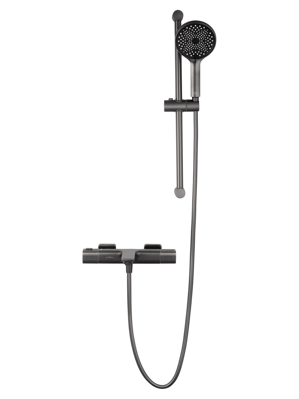 Смеситель для ванны с душевым гарнитуром и термостатом WONZON & WOGHAND SOLID, Темный графит (WW-C2011-A-BGG)