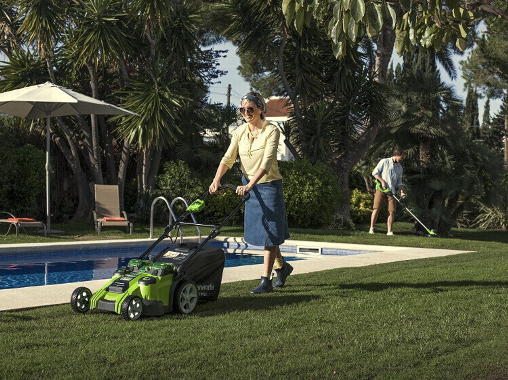 Газонокосилка аккумуляторная Greenworks Twin Force G40LM49DB без аккумулятора и зарядного устройства