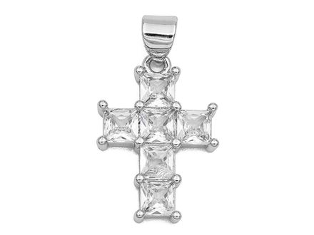 Подвеска Крестик с прозрачными кристаллами, 19мм
