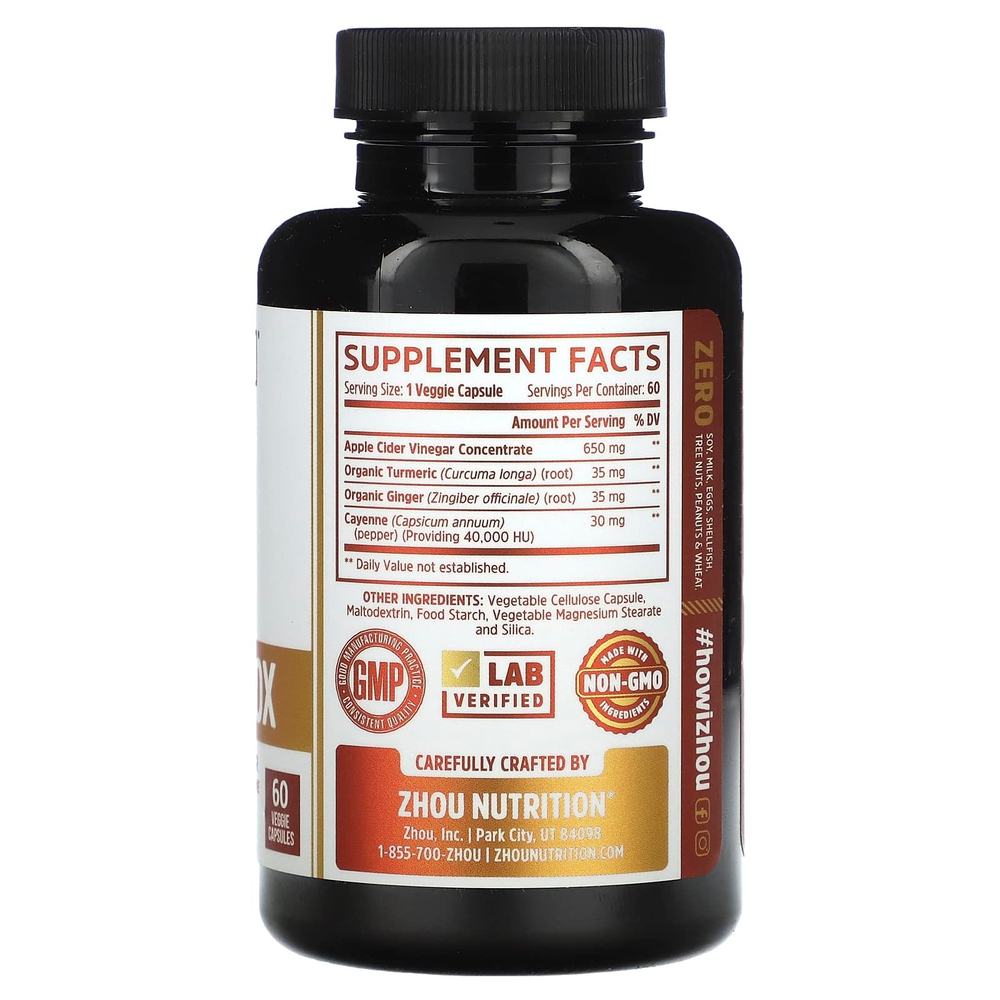 Zhou Nutrition, Cider Detox, 60 растительных капсул