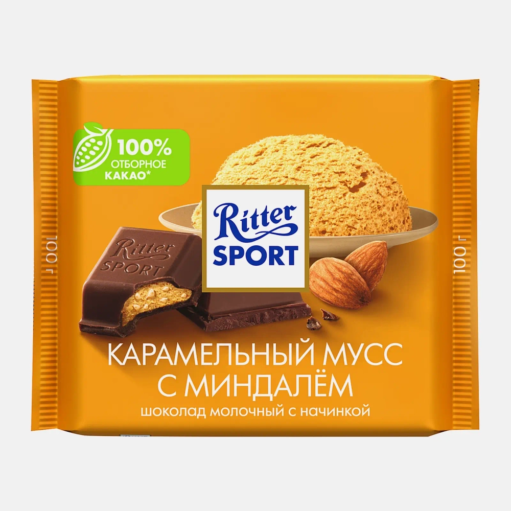 Шоколад Молочный карамельный мусс с миндалем Ritter Sport 100г
