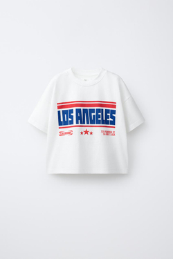 ZARA ФУТБОЛКА С НАДПИСЬЮ «ГОРОД», БЕЛЫЙ