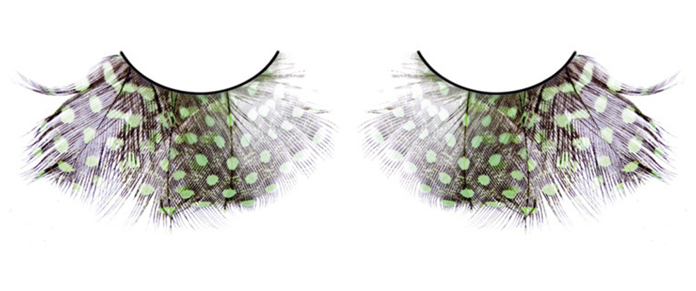 Коричнево-зелёно-фиолетовые ресницы-перья (Цвет: зеленый)