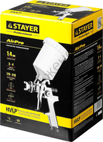 STAYER AirPro G, HVLP 1.4 мм, пневматический краскопульт с верхним бачком, Professional (06476-1.4)
