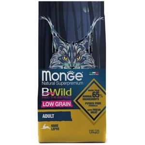 Сухой корм Monge Cat BWild LOW Hare для взрослых кошек, низкозерновой, из мяса зайца