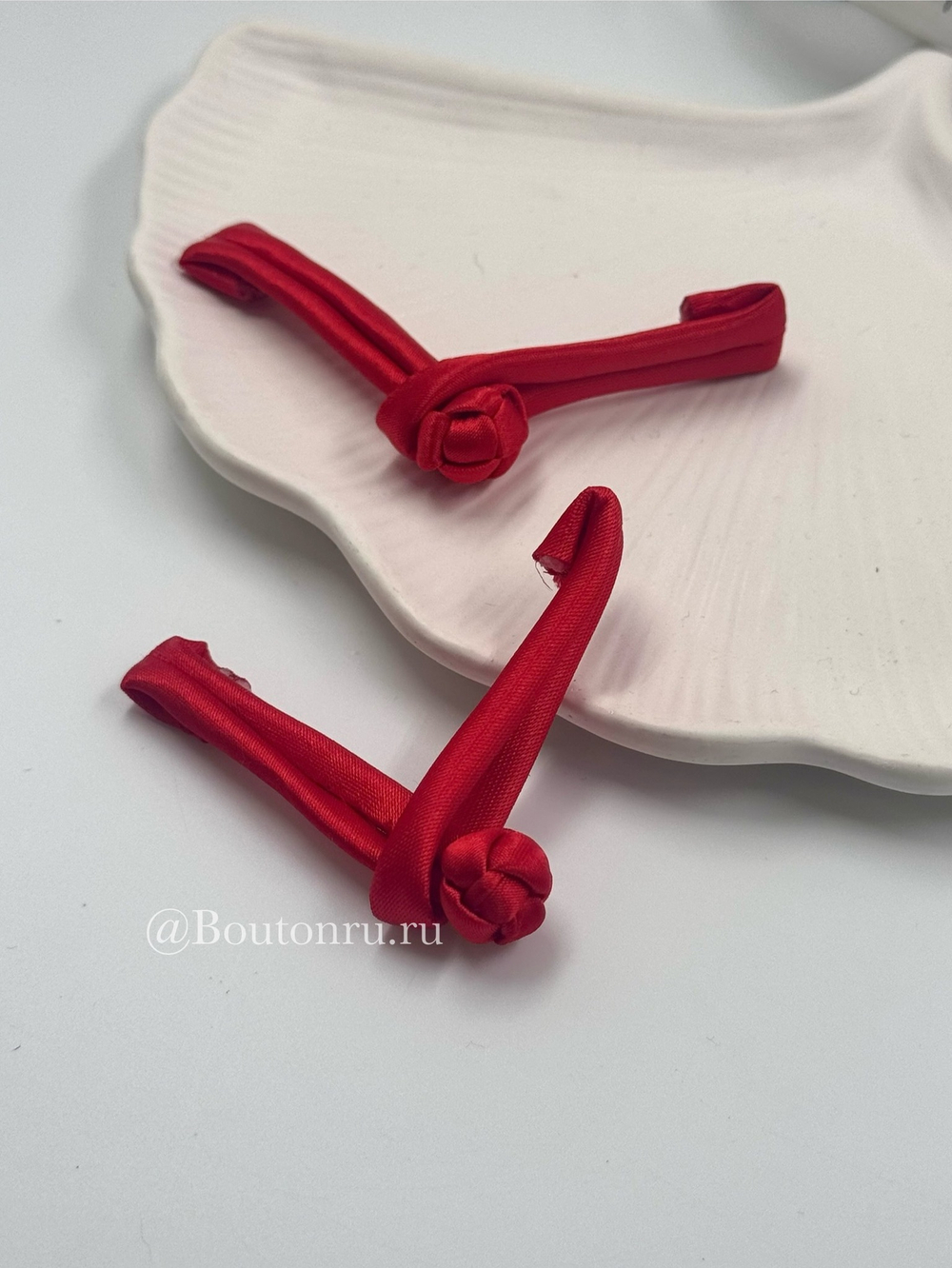 Застежка клевант узел красная (китайская пуговица)