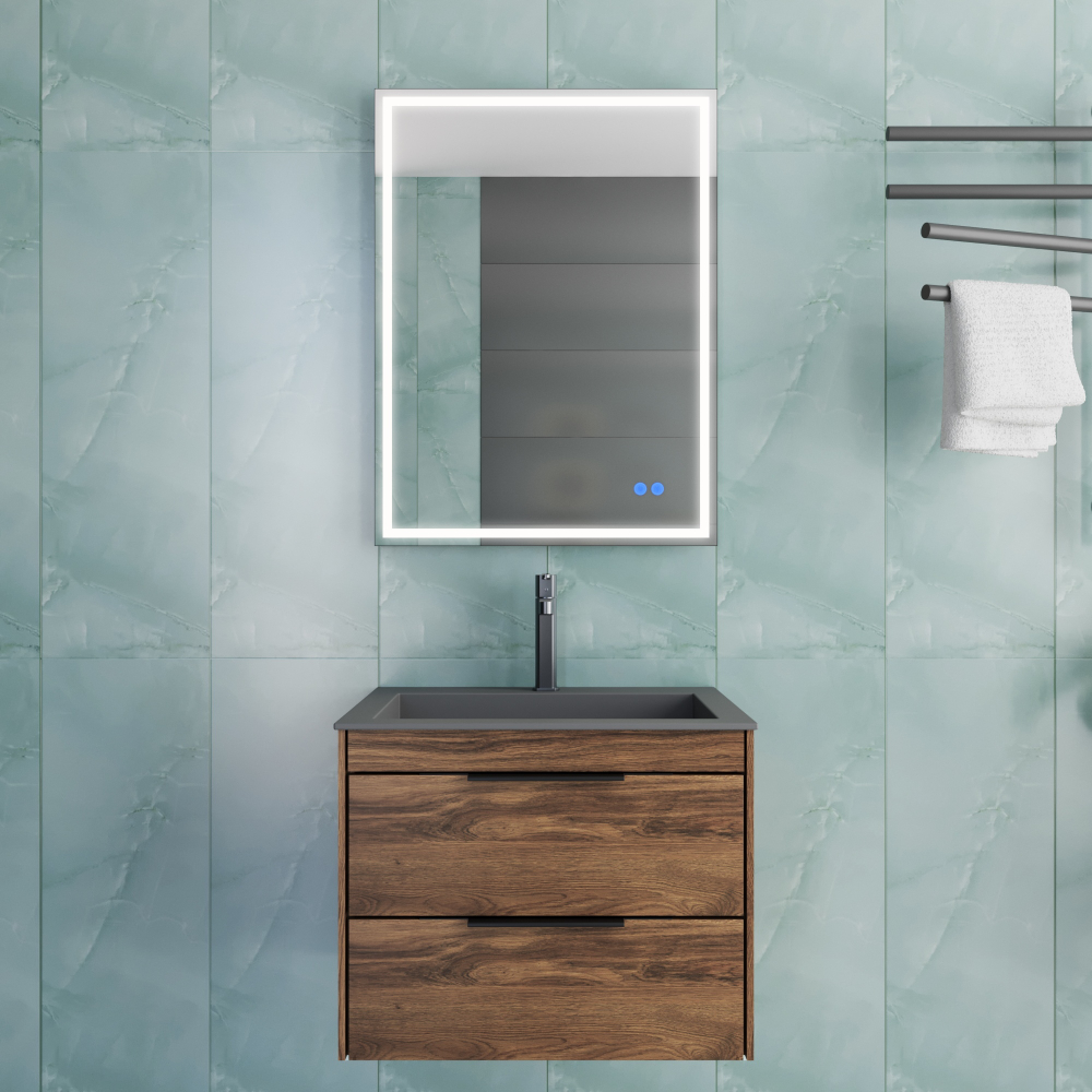 База под раковину Chiara 2D 600 подвесная, 2 выкатных ящика soft-close, C.Oak