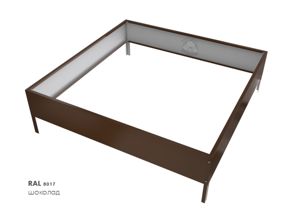 Клумба квадратная оцинкованная 1 ярус RAL 8017 Шоколад