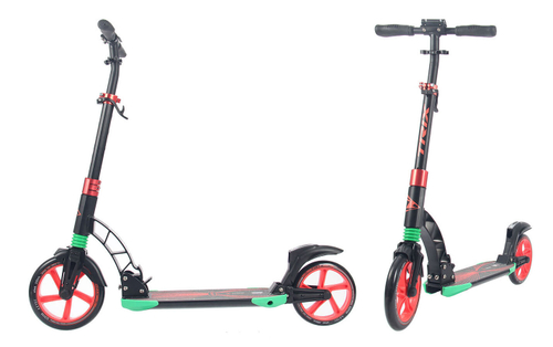 Самокат с двумя амортизаторами TRIX AZTEC Колеса: переднее 230мм, заднее 200мм, черно-красн