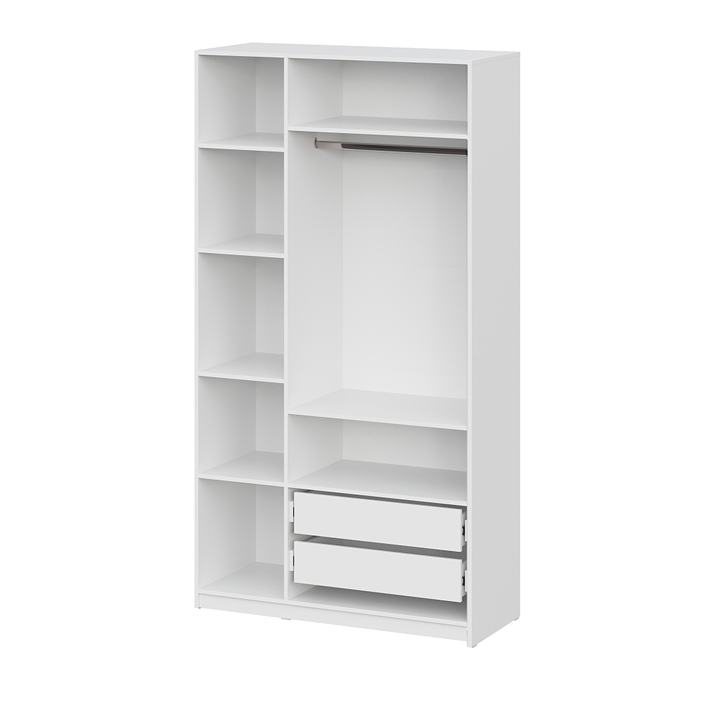 Шкаф распашной с наполнением (7 полок + 2 ящика + штанга) ШК 5 (1200), Белый