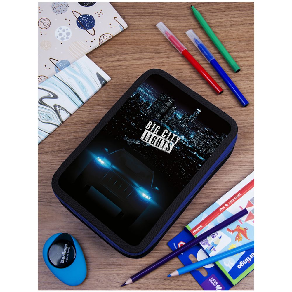 Пенал 2 отделения, 200*140*45 Berlingo "City lights", полиэстер