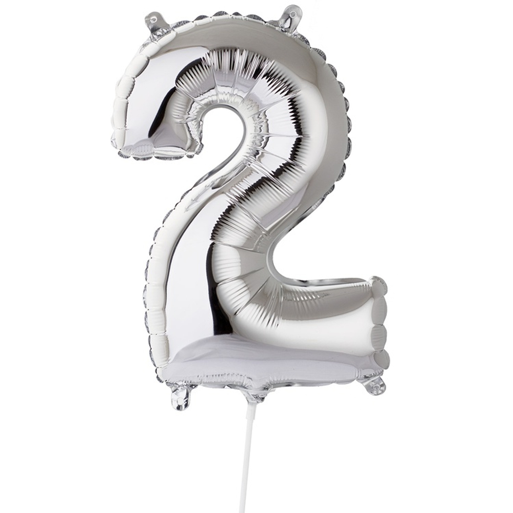 Шар фольгированный Цифра 2 40 см (Серебряный)
