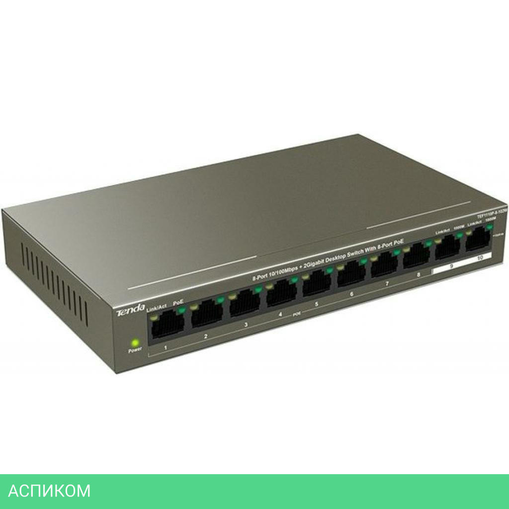Коммутатор Tenda TEF1110P-8-102W