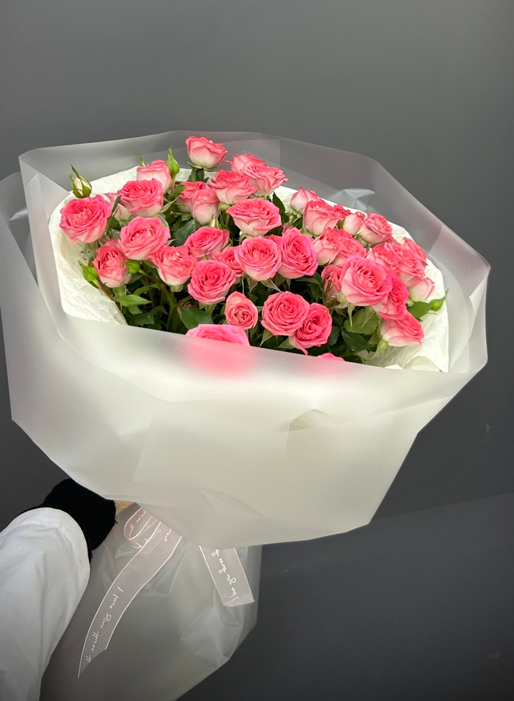 9 веточек кустовых роз  (розовый)