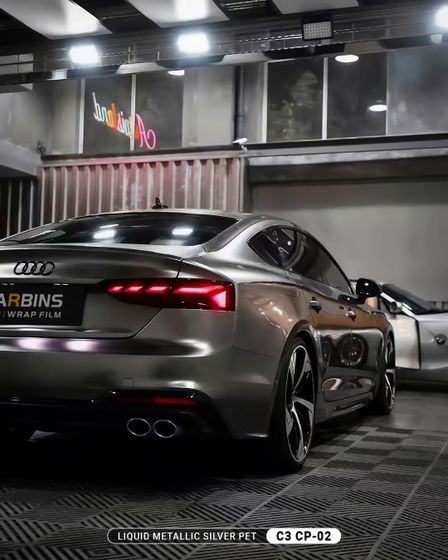 Пленка PET металлик серебро темное глянцевая Liquid Silver Carbins