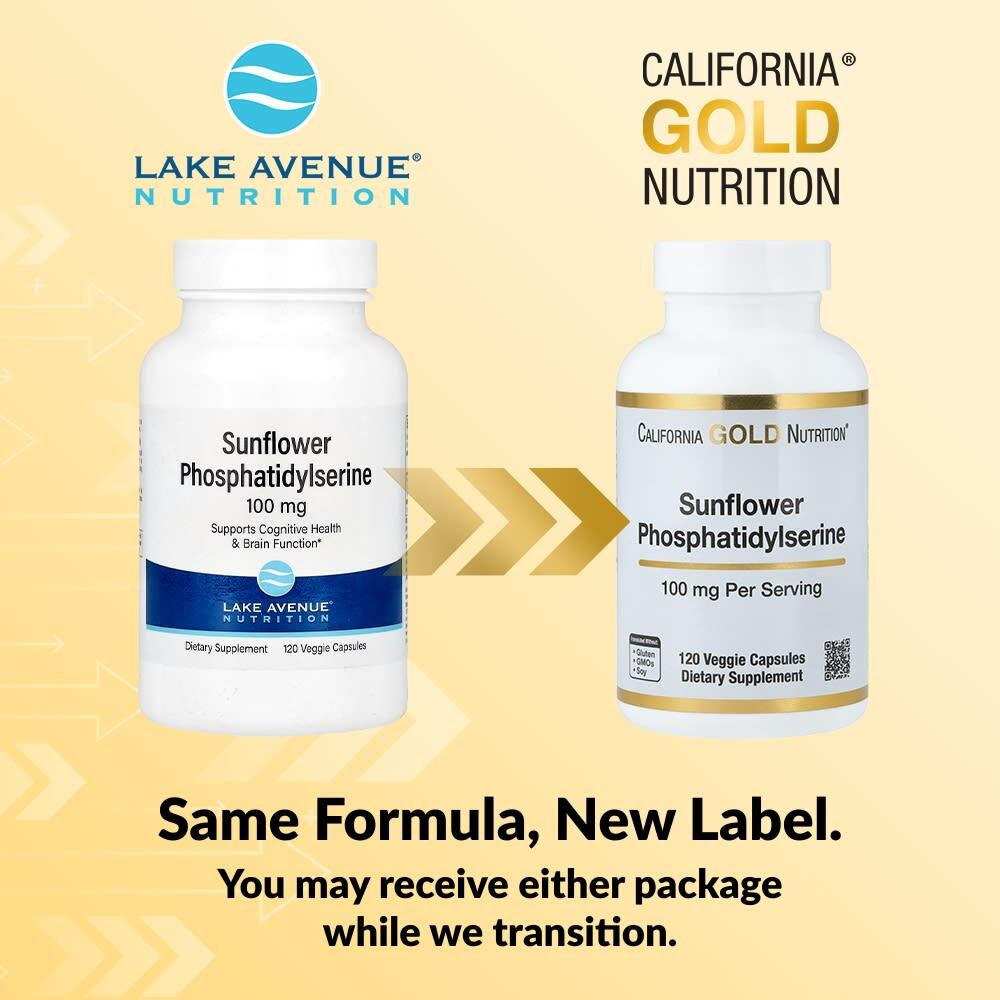 California Gold Nutrition, фосфатидилсерин подсолнечника, 100 мг, 120 растительных капсул