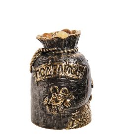 AM-2694 Колокольчик «Денежный мешок» (латунь, янтарь)