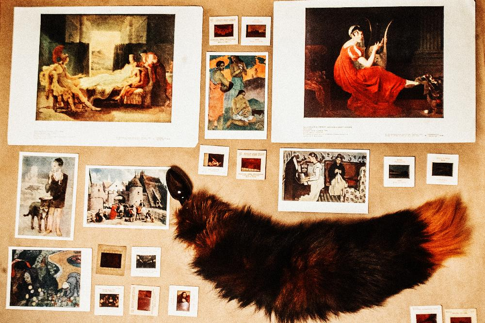 Анальная пробка черного цвета с оранжевым лисьим хвостом (Цвет: оранжевый)