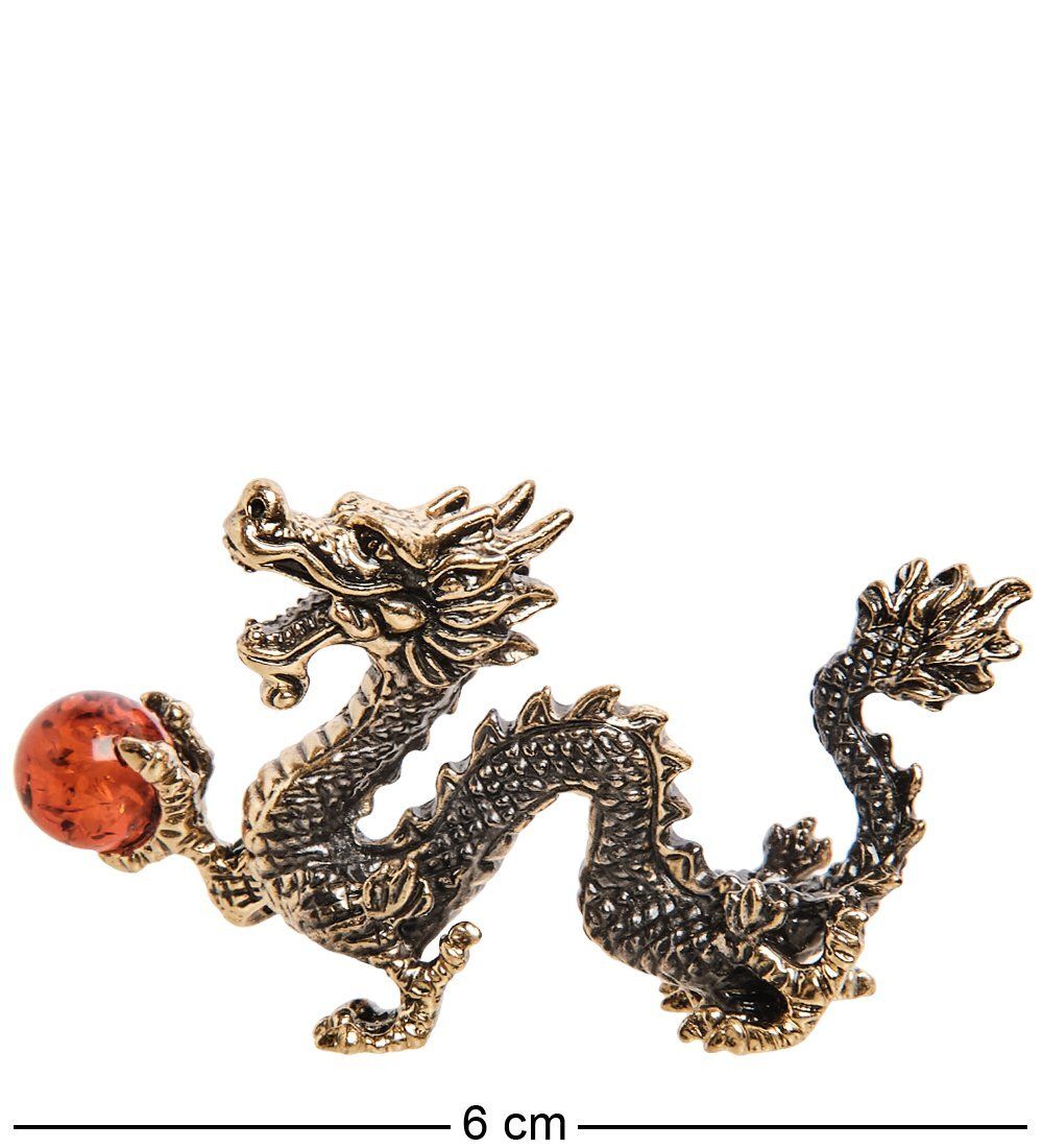 Народные промыслы AM-2789 Фигурка «Дракон Китай с шаром» (латунь, янтарь)