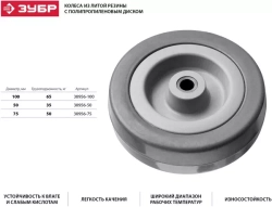 Колесо (50 мм; г/п 35 кг; резина/полипропилен) ЗУБР 30956-50
