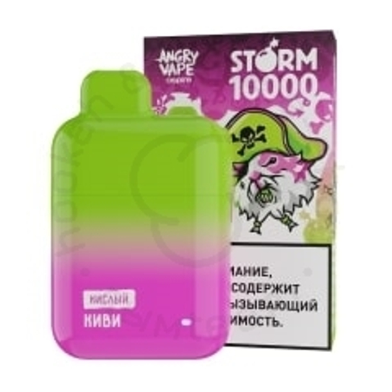 Одноразова ЭС ANGRY VAPE STORM 10000 с ароматом Киви, кислый, 20мг/см3, 10 мл. (М)