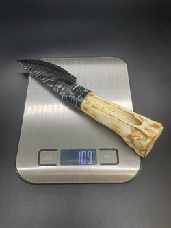 Обсидиановый клинок с рукоятью из обожженной кости 22 см