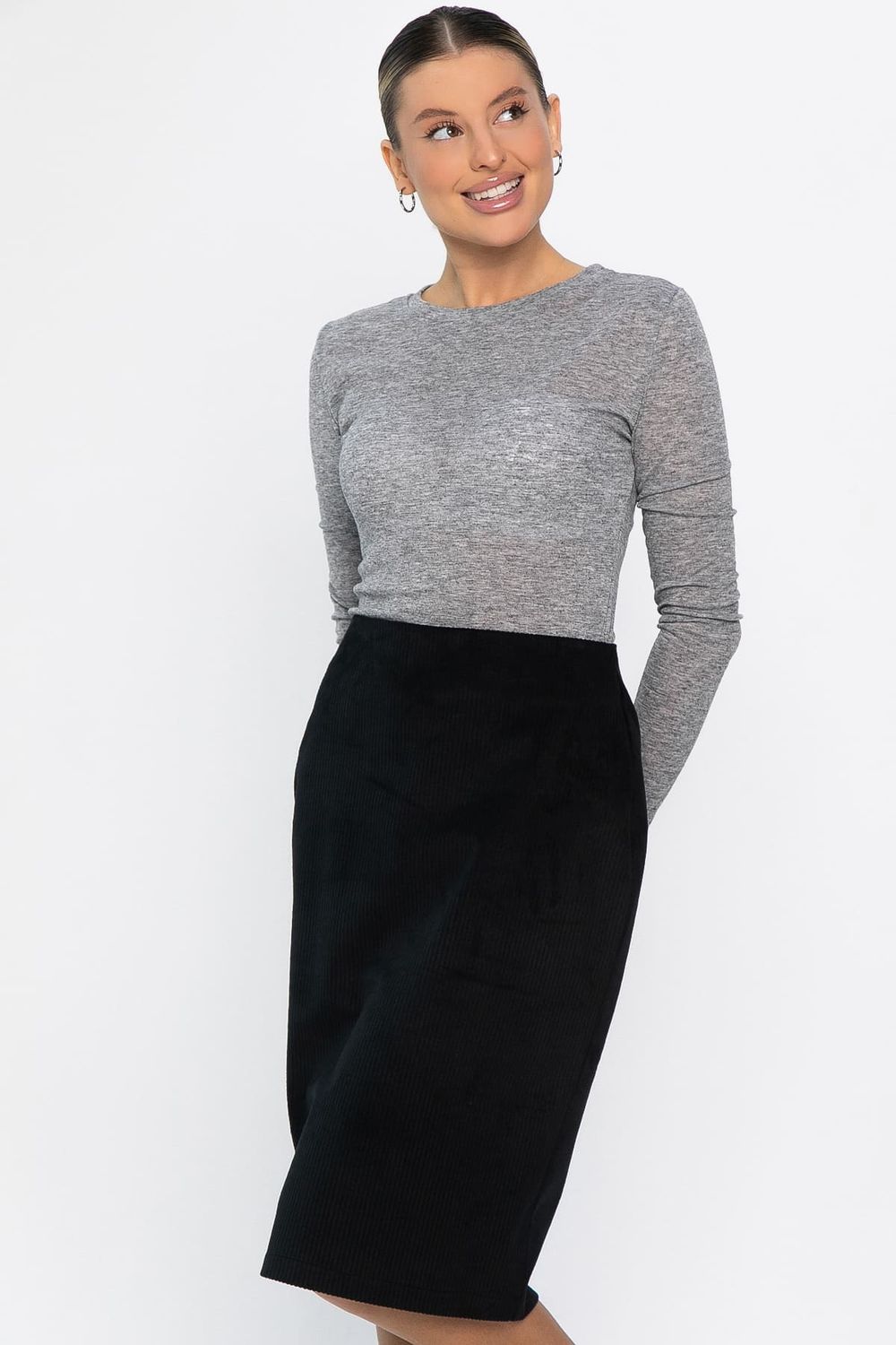 Юбка вельветовая Жасмин (черная) Ю14441-25М LT Collection