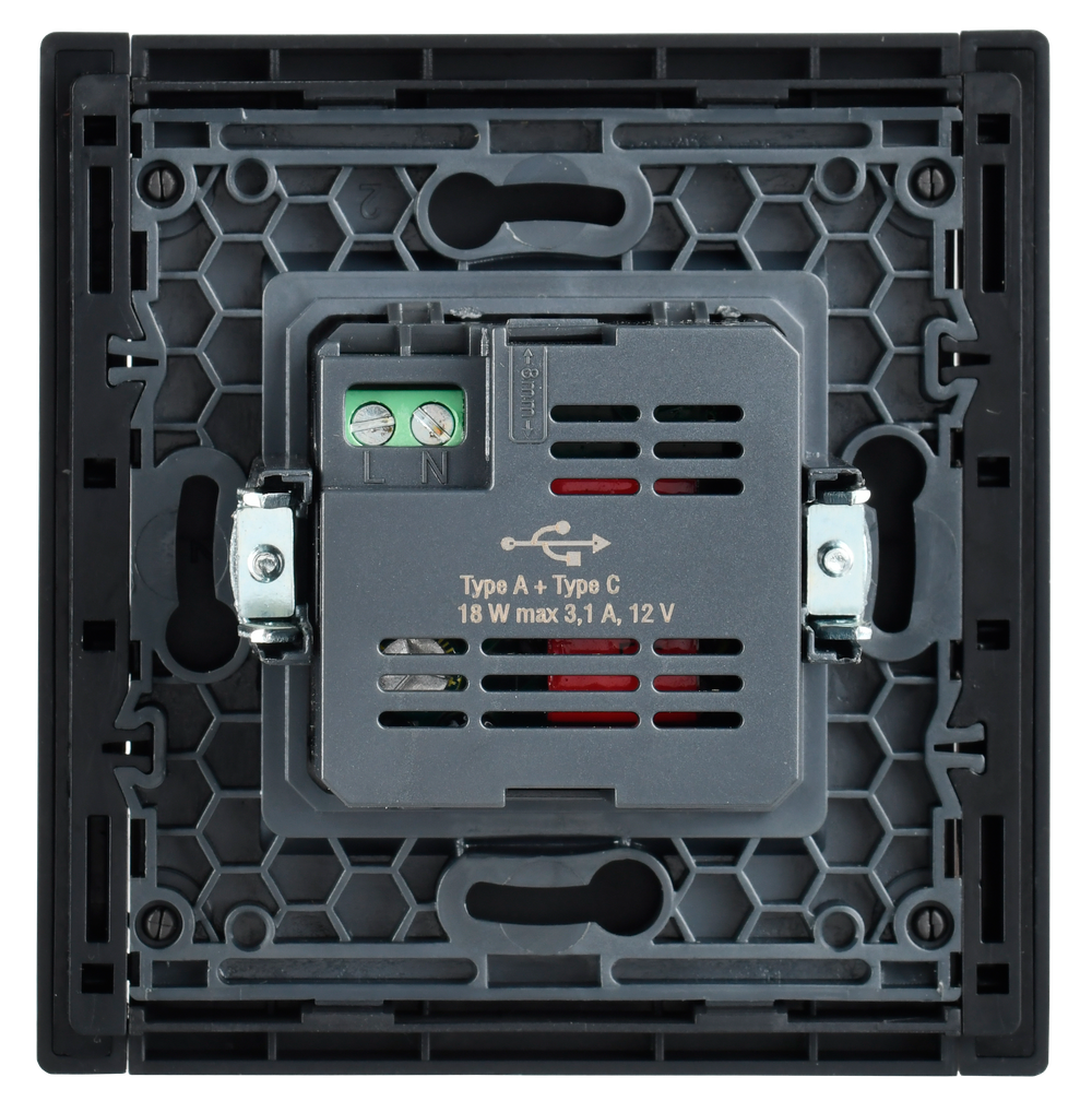 FORTE&PIANO Розетка USB A+C 18Вт FP551 сталь IEK