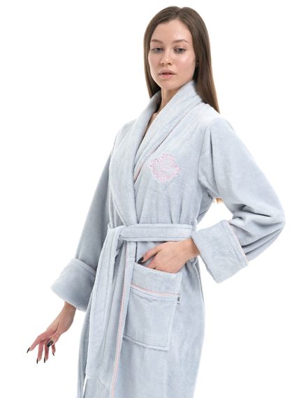 Халат женский махровый 040 серый Cassoli Турция