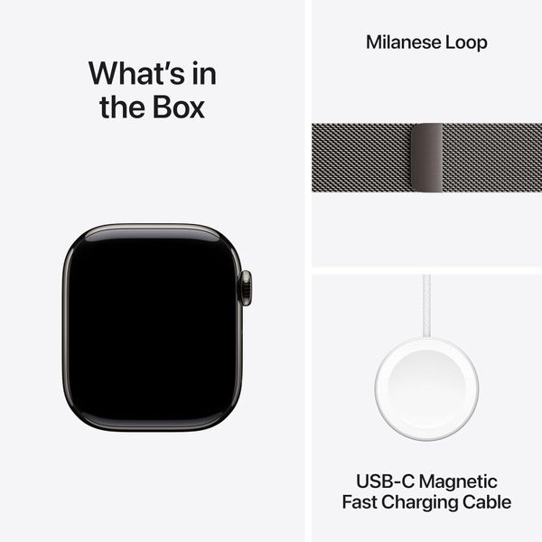 Умные часы Apple Watch Series 11 46 мм из титана серого цвета, миланский сетчатый браслет серого цвета (S/M)