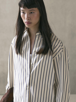 Massimo Dutti Рубашка из 100% хлопка в полоску, ванильный