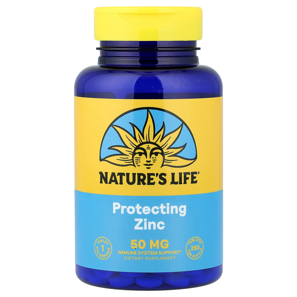Nature's Life, защитный цинк, 50 мг, 250 таблеток