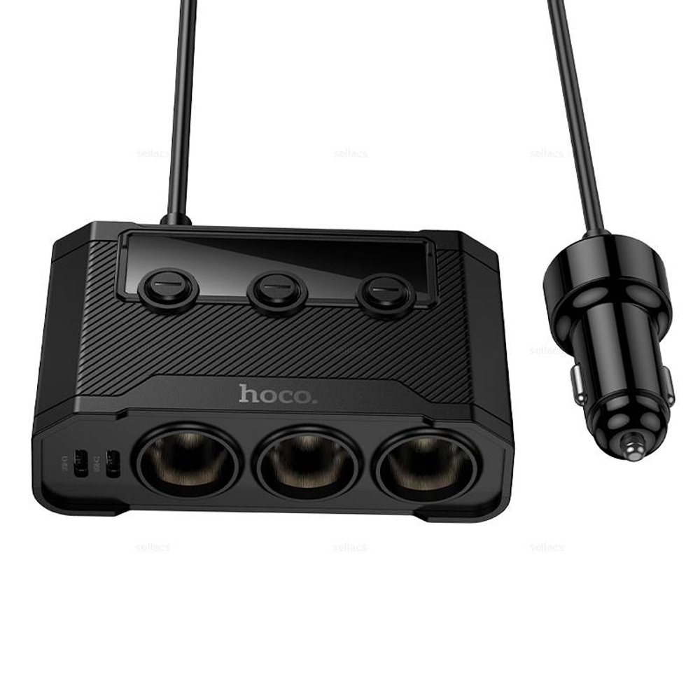 Hoco Z64 Anshun 240W авто зарядное устройство с дисплеем 3-в-1 (2C2A) (black)