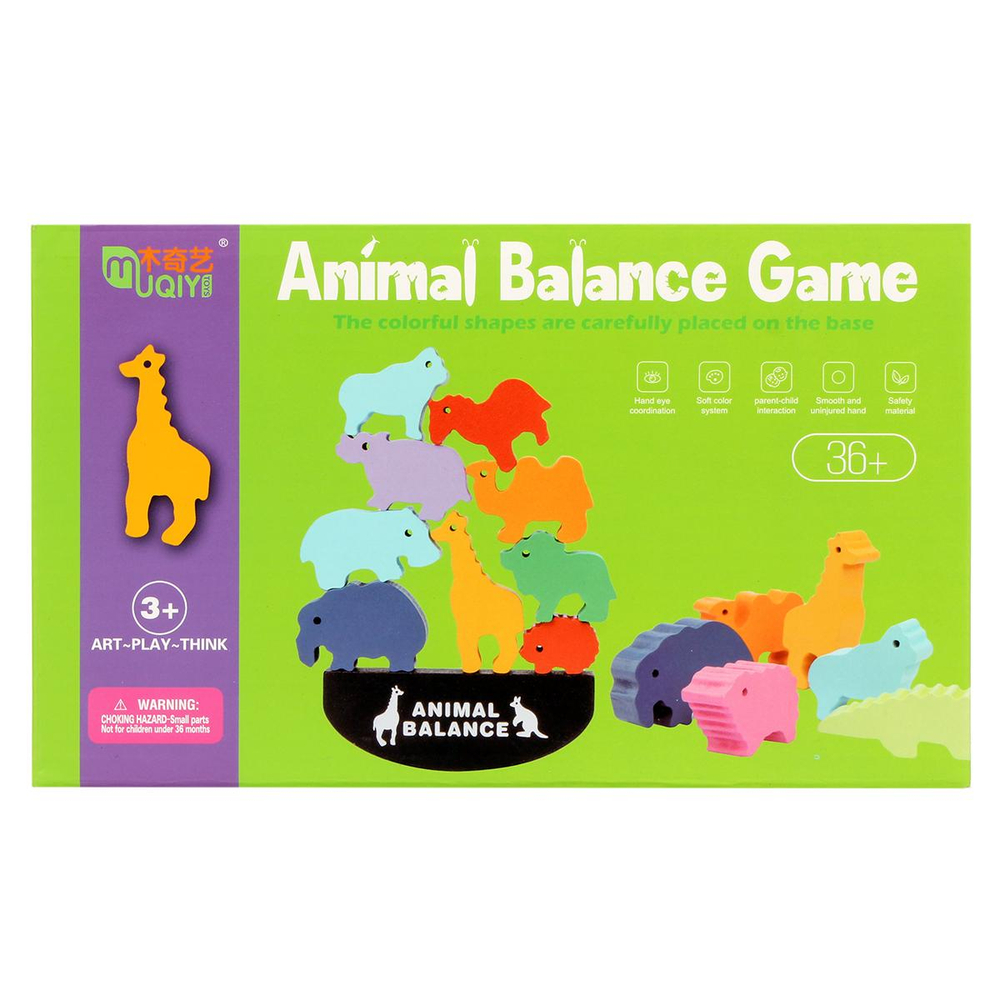 Развивающая игрушка деревянная Балансир животные, коробка C-41702