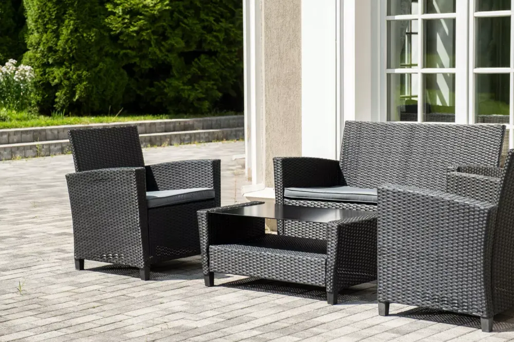 "Вашингтон" лаунж-зона из искусственного ротанга на 4 персоны, цвет черный