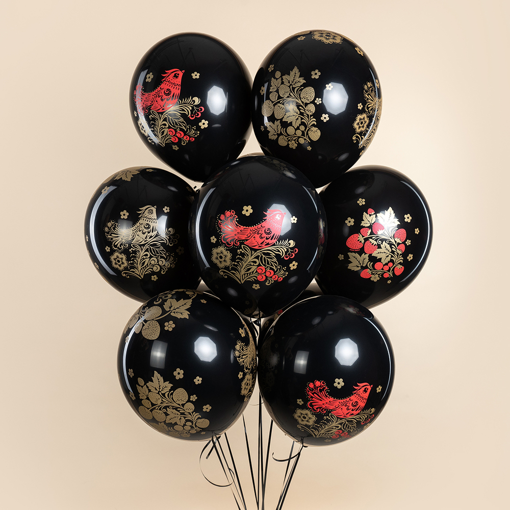 Фонтан из воздушных шаров Хохлома (12''/30 см) - 10 шт