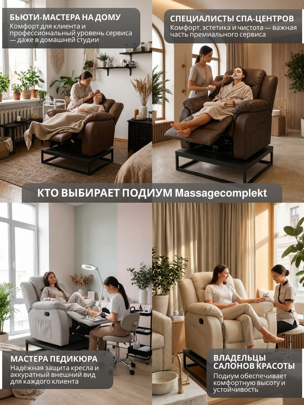 Подиум для реклайнера loft Massagecomplekt, 25 см, черный