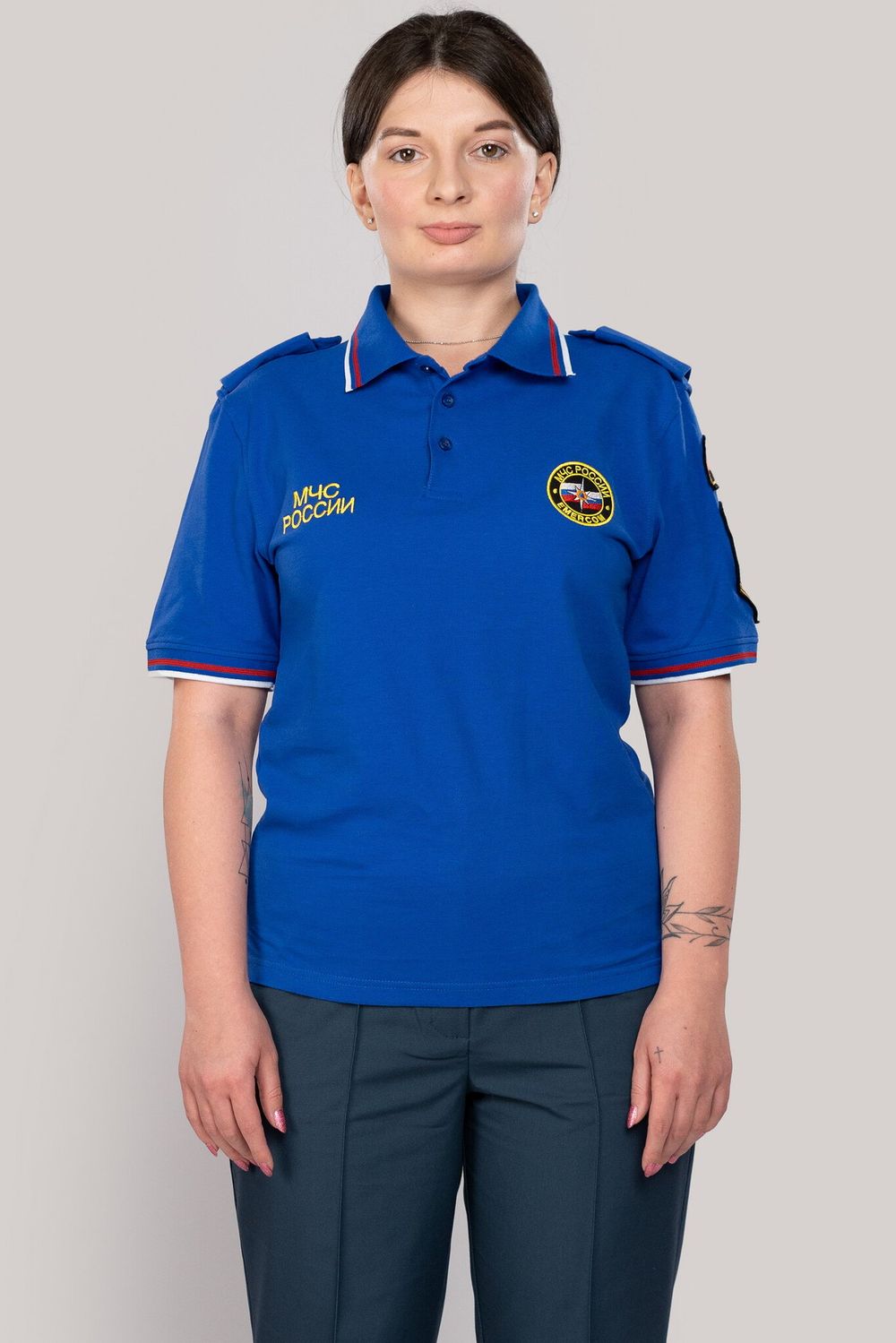 Рубашка-поло женская МЧС короткий рукав (нового образца, василек)