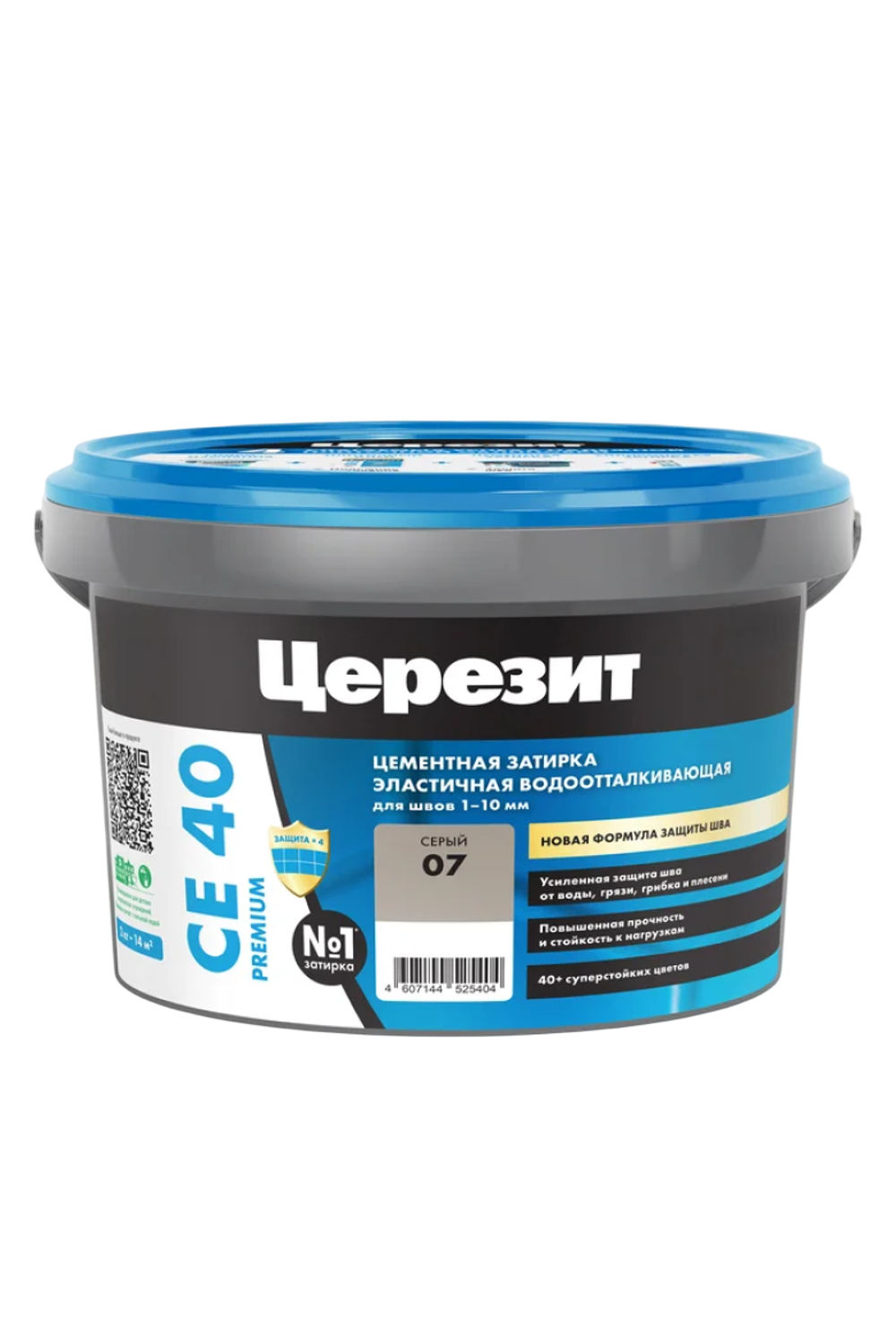 Затирка эластичная водоотталкивающая для швов СЕ 40 PREMIUM серая 07  2кг