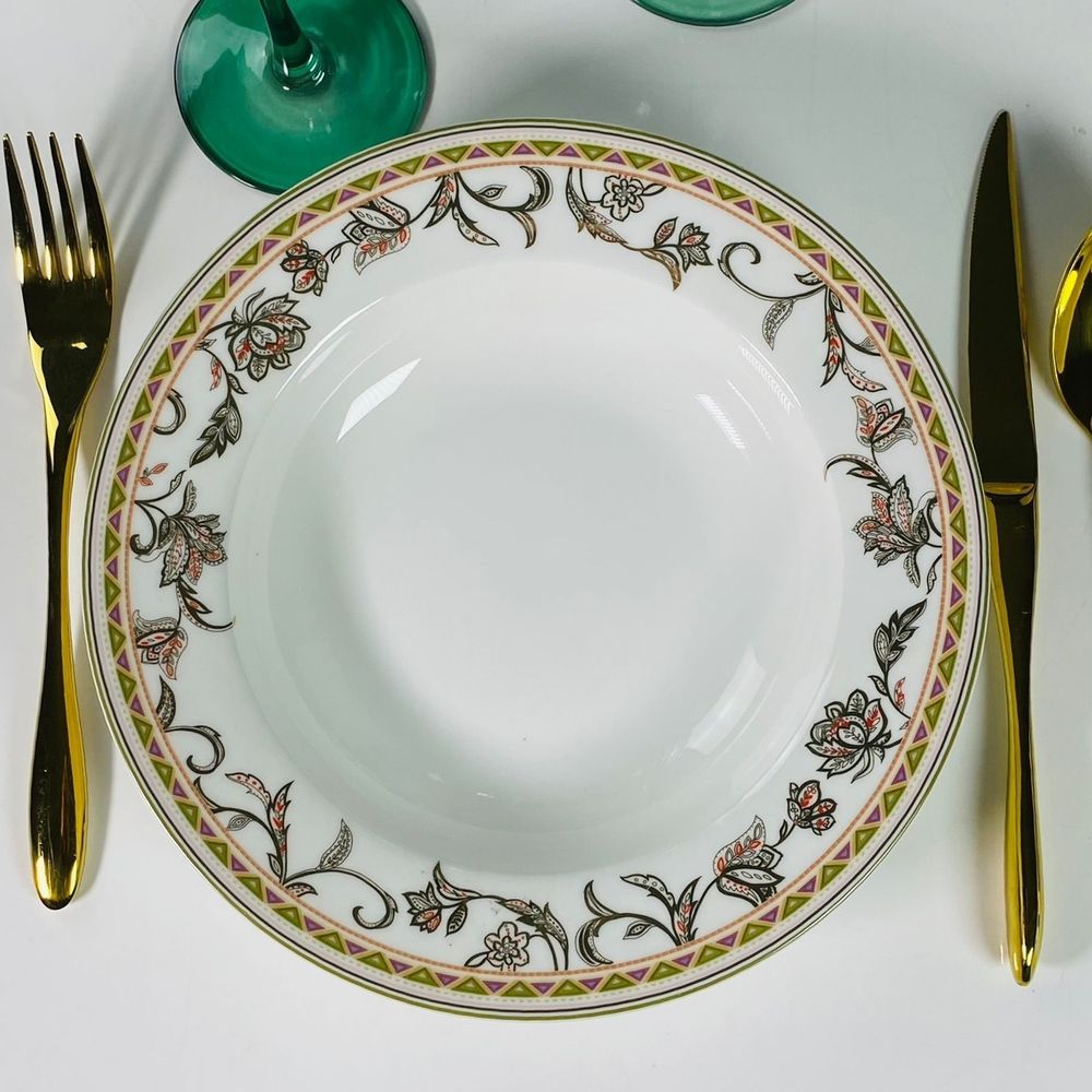 Lenardi 125-183 Набор 6 глубоких тарелок 23см ЗОЛОТОЙ ЦВЕТОК в под.упак (х6)Костяной фарфор