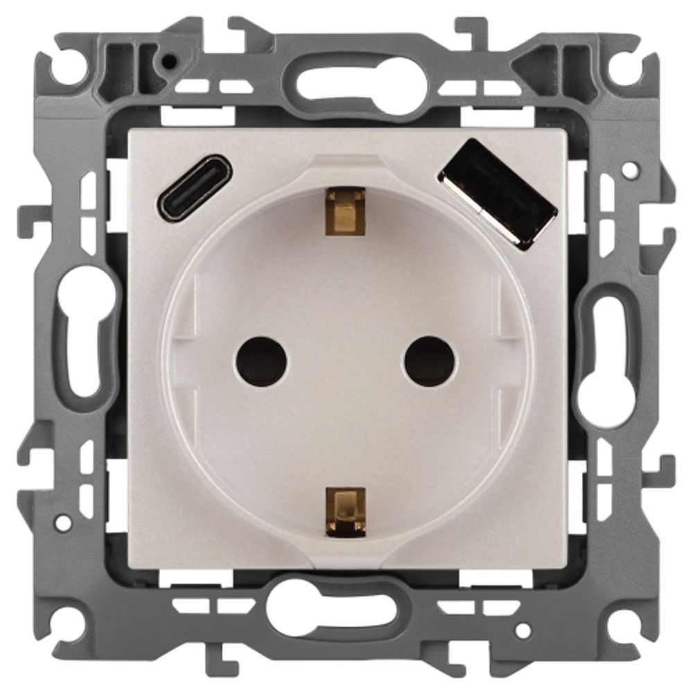 Розетка ЭРА Серия 12 12-4108-15 2P+E 16A-250В со шторками с USB type-A+C 5В-3А перламутр