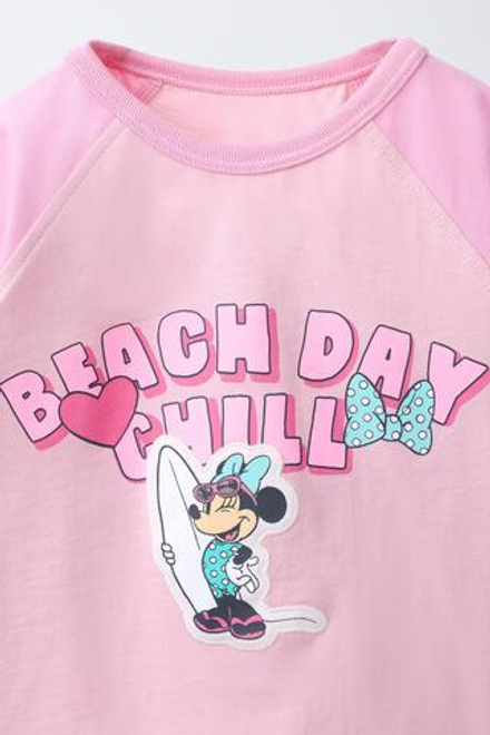 ZARA ФУТБОЛКА С РУКАВАМИ РЕГЛАН MINNIE MOUSE © DISNEY, РОЗОВЫЙ