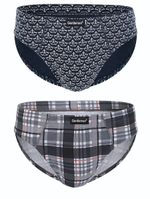 Комплект из 2 трусов-слипов - в клетку и с корабликами (Размер: XL) (Цвет: синий с серым)