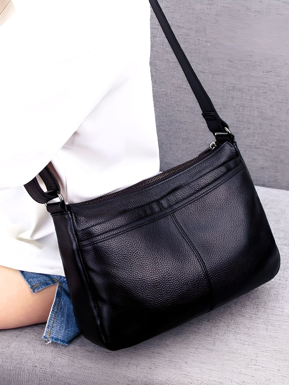 женская сумка на плечо из натуральной кожи