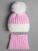 Шапка зимняя для девочки с помпоном и снуд