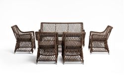 "Асти" лаунж-зона из искусственного ротанга на 6 персоны, цвет коричневый