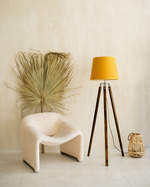 Торшер напольный коричневый с горчичным абажуром в стиле лофт, светильник напольный классический, Фьорд, E27, 60 Вт